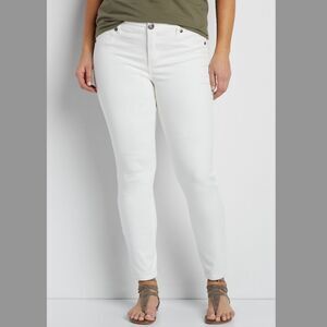 NWT Maurices DenimFlex White Distressed Skinny Jeggings Pockets Plus Size 20 Reg